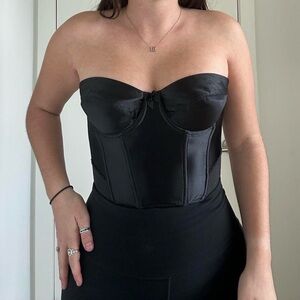 Victoria Secret Black Satin Corset Top!